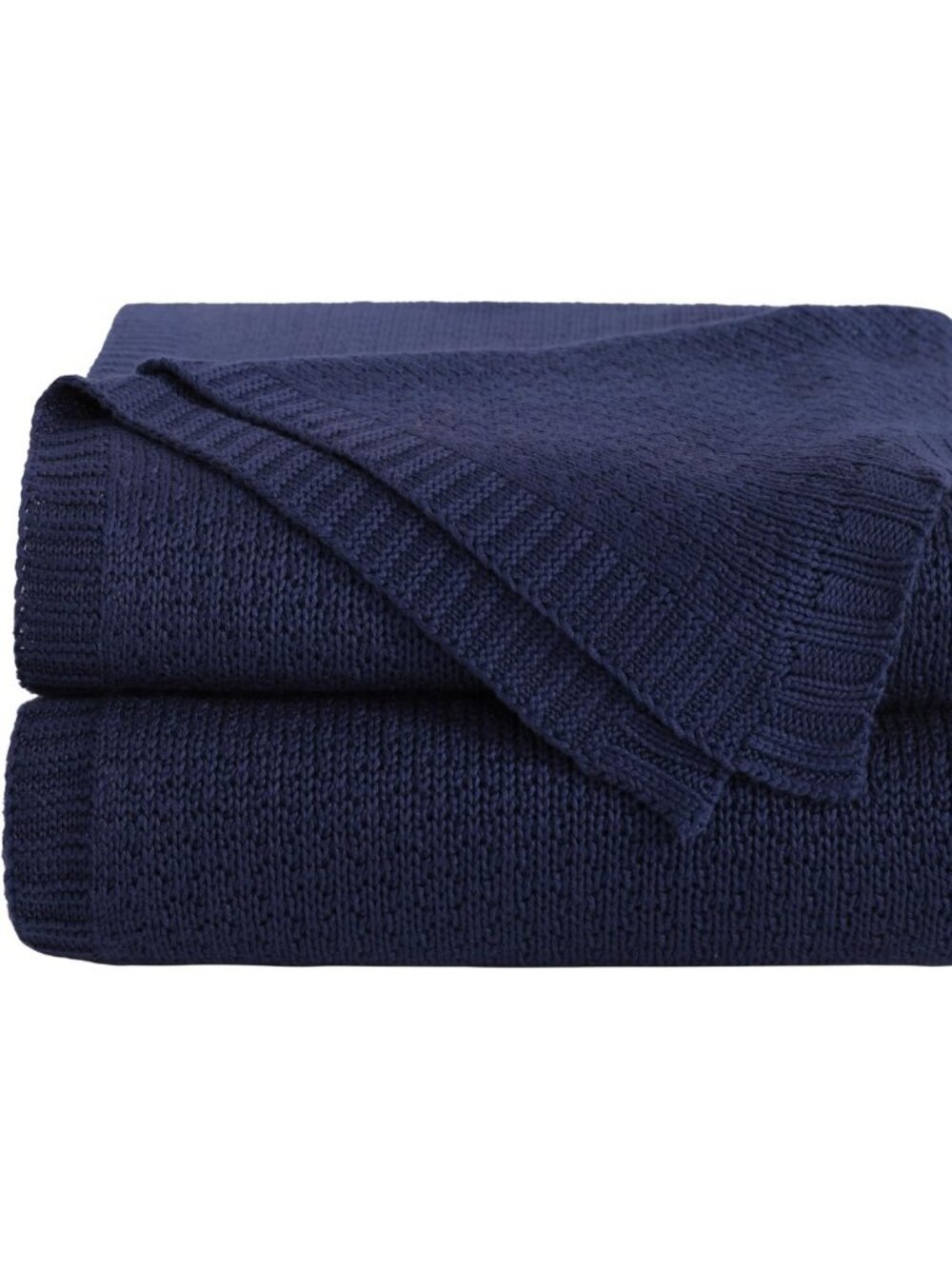 Cozy Bamboo Knit Throw Blanket, Soft Navy Blue, 51x67, Perfect for Home Decor